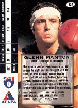 1998 Select AFL Signature Series #139 Glenn Manton Back